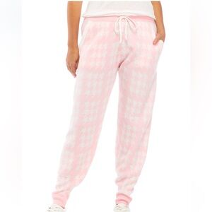 Pink and White Houndstooth Joggers - Never Worn